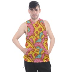 Fast Food Pizza And Donut Pattern Men s Sleeveless Hoodie by DinzDas