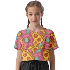 Fast Food Pizza And Donut Pattern Kids  Basic Tee by DinzDas