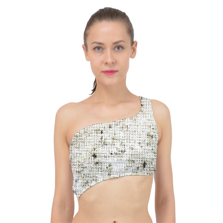 Geometric Abstract Sufrace Print Spliced Up Bikini Top 