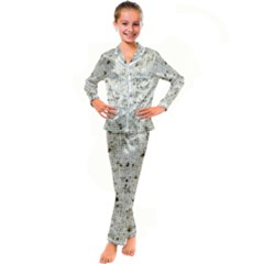 Geometric Abstract Sufrace Print Kid s Satin Long Sleeve Pajamas Set