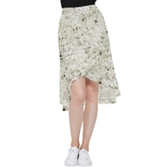 Geometric Abstract Sufrace Print Frill Hi Low Chiffon Skirt