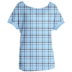 Sky Blue Tartan Plaid Pattern, With Black Lines Women s Oversized Tee by Casemiro