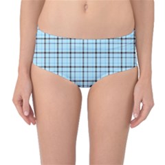 Sky Blue Tartan Plaid Pattern, With Black Lines Mid-waist Bikini Bottoms by Casemiro