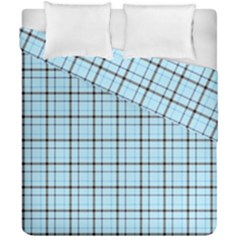 Sky Blue Tartan Plaid Pattern, With Black Lines Duvet Cover Double Side (california King Size) by Casemiro