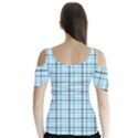 Sky blue tartan plaid pattern, with black lines Butterfly Sleeve Cutout Tee  View2