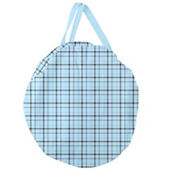 Sky Blue Tartan Plaid Pattern, With Black Lines Giant Round Zipper Tote by Casemiro