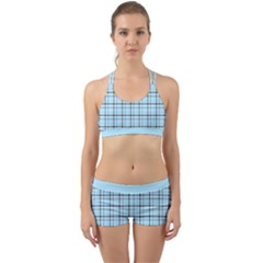 Sky Blue Tartan Plaid Pattern, With Black Lines Back Web Gym Set by Casemiro