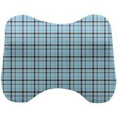 Sky Blue Tartan Plaid Pattern, With Black Lines Head Support Cushion by Casemiro