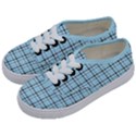 Sky blue tartan plaid pattern, with black lines Kids  Classic Low Top Sneakers View2