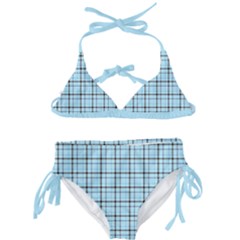 Sky Blue Tartan Plaid Pattern, With Black Lines Kids  Classic Bikini Set by Casemiro