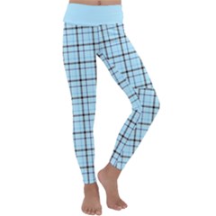 Sky Blue Tartan Plaid Pattern, With Black Lines Kids  Lightweight Velour Classic Yoga Leggings by Casemiro