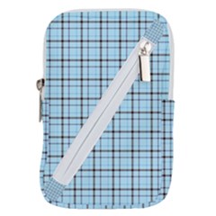 Sky Blue Tartan Plaid Pattern, With Black Lines Belt Pouch Bag (small) by Casemiro