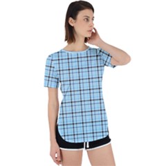 Sky Blue Tartan Plaid Pattern, With Black Lines Perpetual Short Sleeve T-shirt by Casemiro