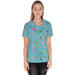 Summer  Beach  The Sun Women s V-neck Scrub Top by SychEva