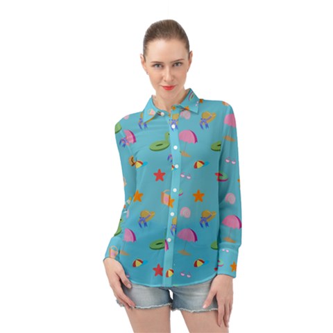 Summer  Beach  The Sun Long Sleeve Chiffon Shirt by SychEva