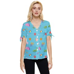 Summer  Beach  The Sun Bow Sleeve Button Up Top by SychEva