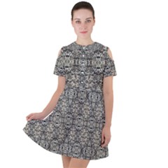 Steampunk Camouflage Design Print Short Sleeve Shoulder Cut Out Dress 