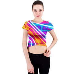 Pop Art Neon Wall Crew Neck Crop Top by essentialimage365