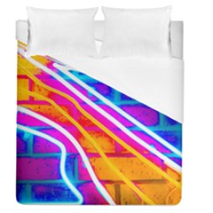 Pop Art Neon Wall Duvet Cover (queen Size) by essentialimage365