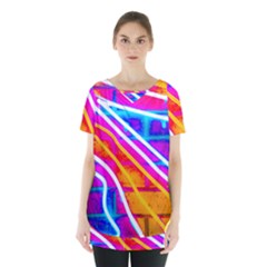 Pop Art Neon Wall Skirt Hem Sports Top by essentialimage365