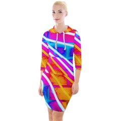 Pop Art Neon Wall Quarter Sleeve Hood Bodycon Dress by essentialimage365