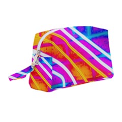 Pop Art Neon Wall Wristlet Pouch Bag (medium) by essentialimage365