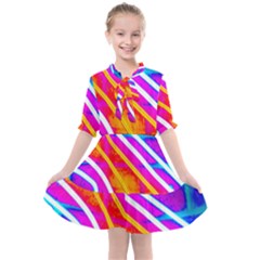 Pop Art Neon Wall Kids  All Frills Chiffon Dress by essentialimage365