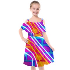 Pop Art Neon Wall Kids  Cut Out Shoulders Chiffon Dress by essentialimage365