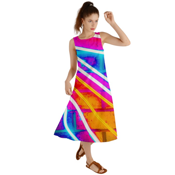 Pop Art Neon Wall Summer Maxi Dress