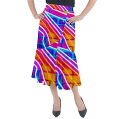 Pop Art Neon Wall Midi Mermaid Skirt by essentialimage365