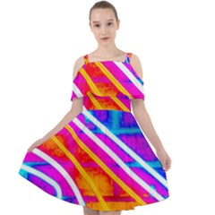 Pop Art Neon Wall Cut Out Shoulders Chiffon Dress by essentialimage365