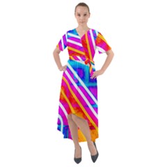 Pop Art Neon Wall Front Wrap High Low Dress by essentialimage365