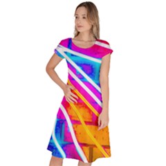 Pop Art Neon Wall Classic Short Sleeve Dress by essentialimage365