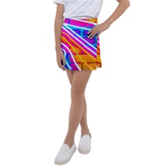 Pop Art Neon Wall Kids  Tennis Skirt by essentialimage365