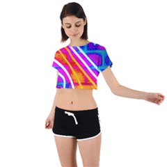 Pop Art Neon Wall Tie Back Short Sleeve Crop Tee by essentialimage365