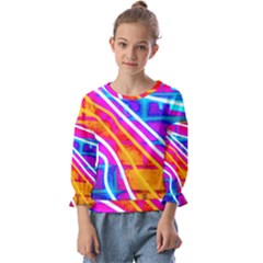 Pop Art Neon Wall Kids  Cuff Sleeve Top