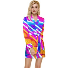 Pop Art Neon Wall Long Sleeve Satin Robe