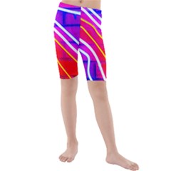 Pop Art Neon Lights Kids  Mid Length Swim Shorts by essentialimage365