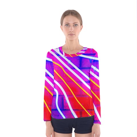 Pop Art Neon Lights Women s Long Sleeve Tee by essentialimage365