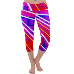 Pop Art Neon Lights Capri Yoga Leggings by essentialimage365