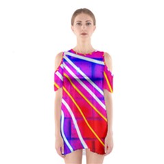 Pop Art Neon Lights Shoulder Cutout One Piece Dress by essentialimage365