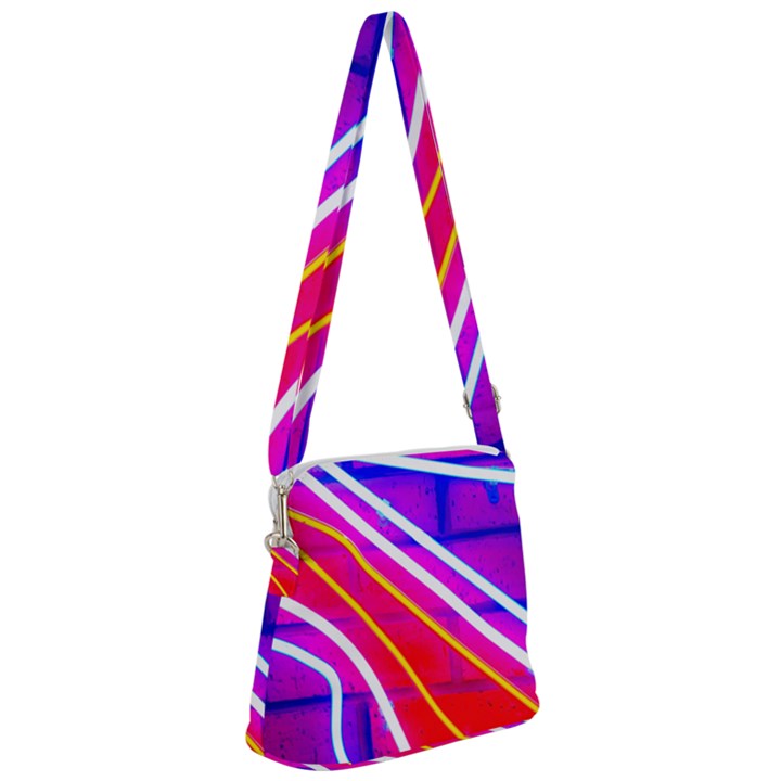 Pop Art Neon Lights Zipper Messenger Bag