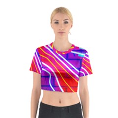 Pop Art Neon Lights Cotton Crop Top by essentialimage365