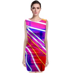 Pop Art Neon Lights Sleeveless Velvet Midi Dress by essentialimage365