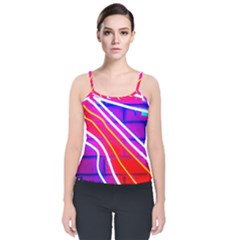 Pop Art Neon Lights Velvet Spaghetti Strap Top