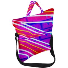 Pop Art Neon Lights Fold Over Handle Tote Bag by essentialimage365