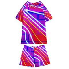 Pop Art Neon Lights Kids  Swim Tee And Shorts Set by essentialimage365