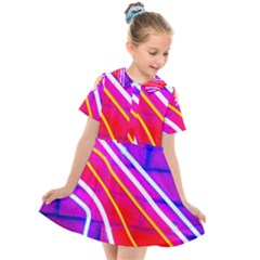 Pop Art Neon Lights Kids  Short Sleeve Shirt Dress by essentialimage365