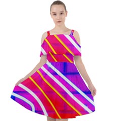 Pop Art Neon Lights Cut Out Shoulders Chiffon Dress by essentialimage365