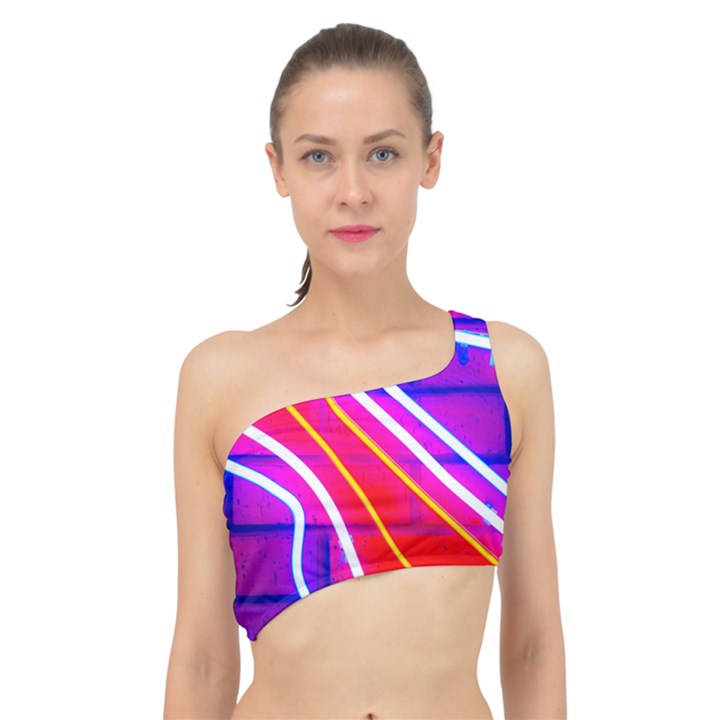 Pop Art Neon Lights Spliced Up Bikini Top 